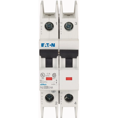 Miniature circuit breaker 2-pole NA version, 20A, D-Char