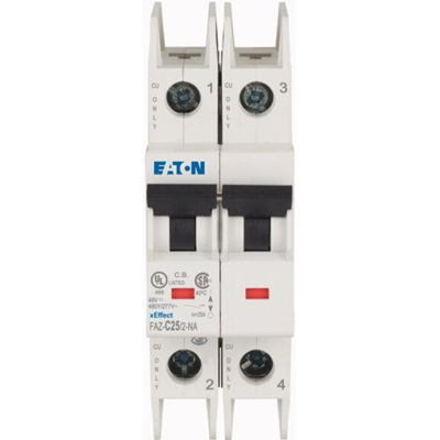 Miniature circuit breaker 2-pole NA version, 25A, C-Char