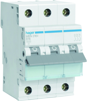 Miniature circuit breaker 6kA B 3-pole 16A