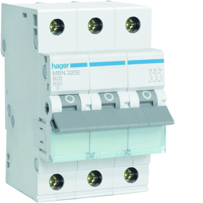 Miniature circuit breaker 6kA B 3-pole 20A