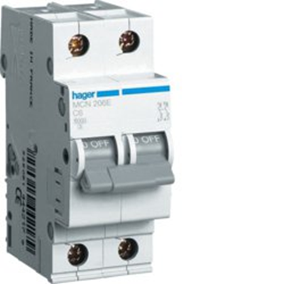 Miniature circuit breaker, 6kA, C, 2-pole, 3A char. c