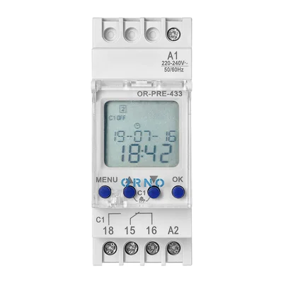 Minuteur électronique, 52 programmes, 3 langues de menu, 2 modules, DIN TH-35 mm