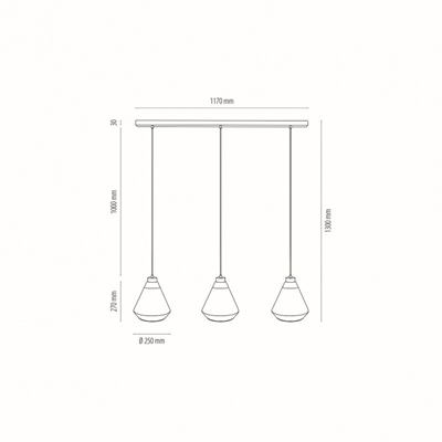 MISTRAL Hanging lamp triple 117cm 60W E27 IP20 gold