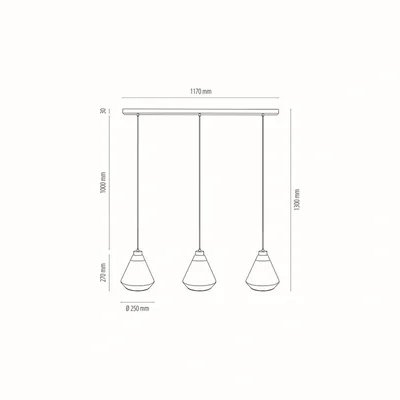 MISTRAL Lámpara colgante triple 117cm 60W E27 IP20 oro