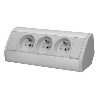 Möbelsteckdose 3x2P+Z, grau-silber
