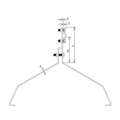 Modello maniglia coppo colmo 21 Vite Z H=10 cm /LA/