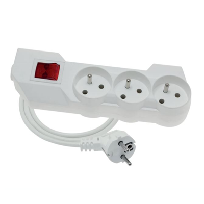 MODERN Alargador 3 tomas con/con interruptor 1,5m OMY 3x1 blanco