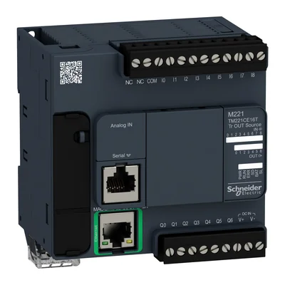 Modicon M221, controller compatto, porta seriale RJ45, Ethernet, 9 ingressi, 7 uscite a transistor PNP, 24 V CC