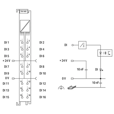 Moduł 16DI 24V DC 3,0ms z zaciskiem CAGE CLAMPS
