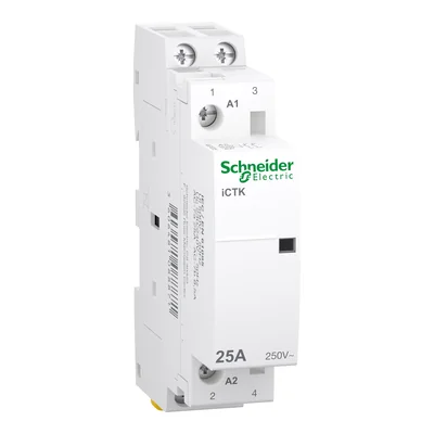 Modular contactor, Acti9 iCTK50-25-20-230 25A 2NO 50Hz 230/240 VAC, not expandable with auxiliary contacts