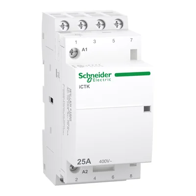 Modular contactor, Acti9 iCTK50-25-40-230 25A 4NO 50Hz 220/240 VAC, not expandable with auxiliary contacts