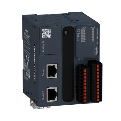 Modular controller, 2 x RJ45, 8 inputs, 8 relay outputs, 24 VDC, Modicon M221 spring terminals