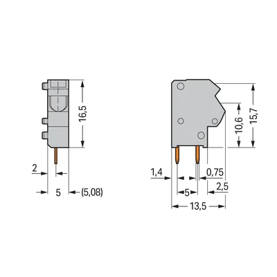 Modular PCB connector 2.5 mm² RM 5/5.08 mm 1-pole, dark gray 254-842