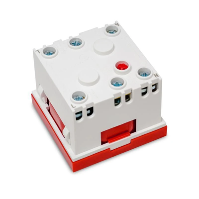 Modular socket 230V grounded 1-way standard with a lock and release 45x45 red