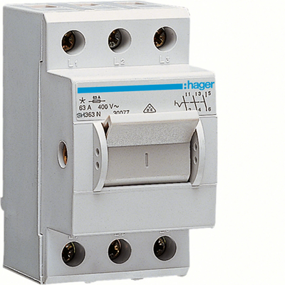 Modular switch disconnector in compact housing 3P 63A 400VAC