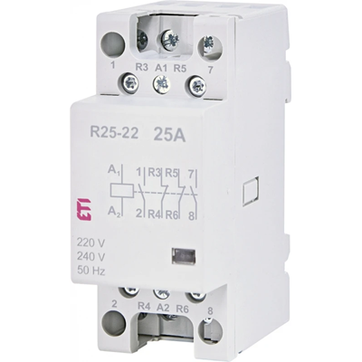 Modularer Schütz 25A 2 Schließer- und 2 Öffnerkontakte (2 mod. 4 Pole) R 25-22 230