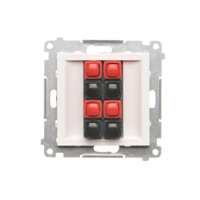 Module de haut-parleur 4 voies Simon 55 WMDG-01300x-111. Section des câbles d'entrée et de sortie : 2,5 mm². Blanc mat.
