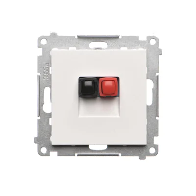 Module de prise haut-parleur asymétrique Simon 55 WMDG-01100x-111. Section des câbles d'entrée et de sortie : 2,5 mm². Blanc mat.
