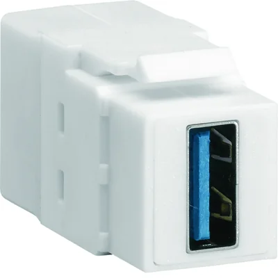 Módulo KEYSTONE con conector USB 3.0, de paso, recto de 180°, blanco.