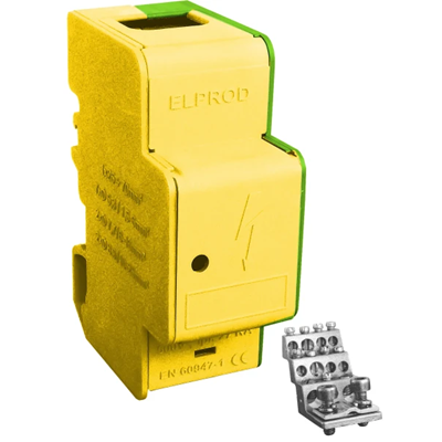 Modułowy blok rozdzielczy jednobiegunowy TS-35 70² 2x25² 2x16² 7x6² żółto-zielony