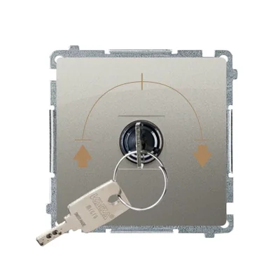 Momentary shutter switch with a key, 3-position metallic satin