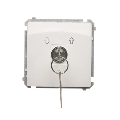 Momentary shutter switch with key, 3-position, "I-0-II" 2 contacts N/O white