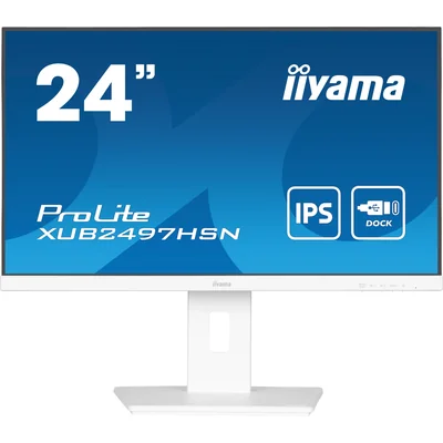Moniteur blanc iiyama ProLite XUB2497HSN-W2 24" IPS LED 1 ms 100 Hz / HDMI DP / Station d'accueil USB-C intégrée, FlickerFree