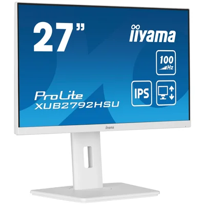 Moniteur blanc iiyama ProLite XUB2792HSU-W6 27" IPS LED 100 Hz 0,4 ms / HDMI, DisplayPort, hub USB / Technologie anti-scintillement