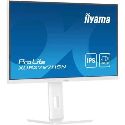 Moniteur blanc iiyama ProLite XUB2797HSN-W2 27" IPS LED 1 ms 100 Hz / HDMI DP / Station d'accueil USB-C intégrée, LAN, FlickerFree