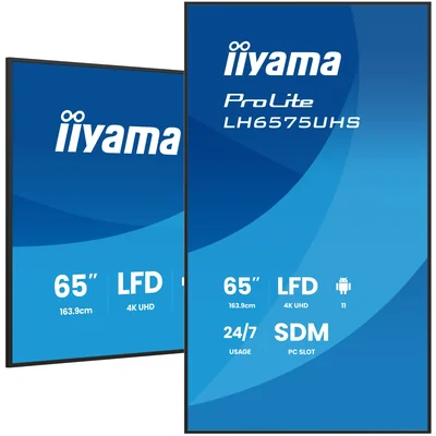 Moniteur d'affichage numérique professionnel iiyama ProLite LH6575UHS-B2AG 65” 4K UHD IPS LED, 24/7, Android, iiSignage²