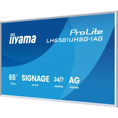 Moniteur de présentation LED 4K VA iiyama ProLite LH6581UHSG-1AG 65" avec iiSignage², iiControl, iiShare, LAN, WiFi, 24h/24 et 7j/7
