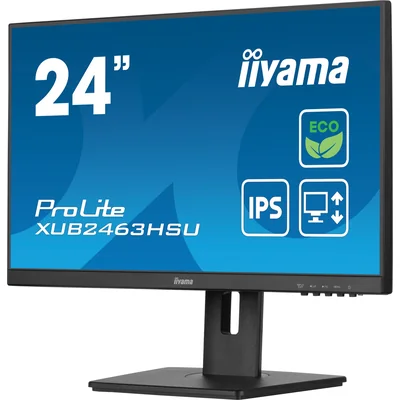 Moniteur iiyama ECO ProLite XUB2463HSU-B1 24" IPS LED 100 Hz / HDMI DisplayPort / Hub USB, HAS, protection oculaire, confort visuel