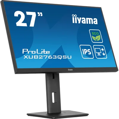 Moniteur iiyama ECO ProLite XUB2763QSU-B1 27" IPS WQHD LED 100 Hz / HDMI DisplayPort / Hub USB, HAS, protection oculaire, confort visuel