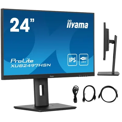 Moniteur iiyama ProLite XUB2497HSN-B2 24" IPS LED 1 ms 100 Hz / HDMI DP / Station d'accueil USB-C intégrée, FlickerFree