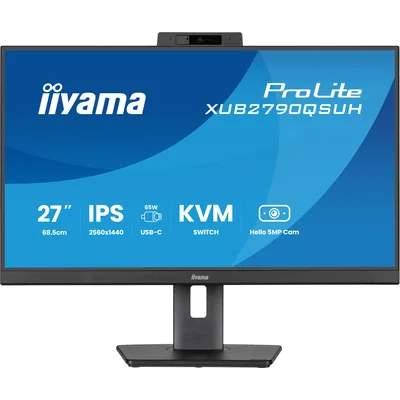 Moniteur iiyama ProLite XUB2790QSUH-B2 27" IPS QHD LED 0,4 ms 100 Hz / HDMI DP / Caméra et microphone compatibles Windows Hello