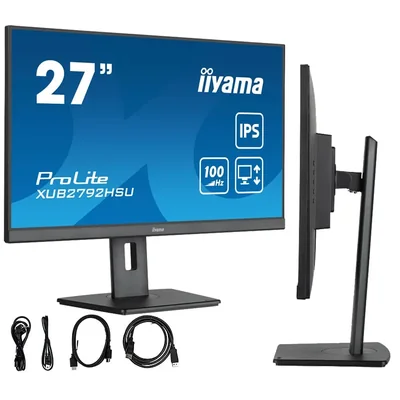 Moniteur iiyama ProLite XUB2792HSU-B6 27" IPS LED 100 Hz 0,4 ms / HDMI, DisplayPort, hub USB / Technologie FlickerFree