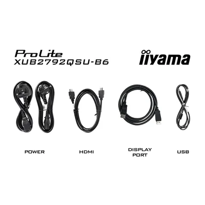Moniteur iiyama ProLite XUB2792QSU-B6 27'' WQHD 100 Hz 0,4 ms IPS LED / Hub HDMI DP USB / Technologie anti-scintillement et réduction de la lumière bleue