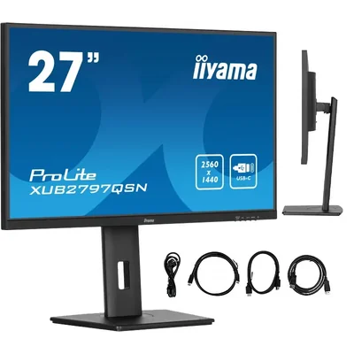 Moniteur iiyama ProLite XUB2797QSN-B2 27" IPS LED WQHD 1 ms 100 Hz / HDMI DP / Station d'accueil USB-C intégrée, FlickerFree