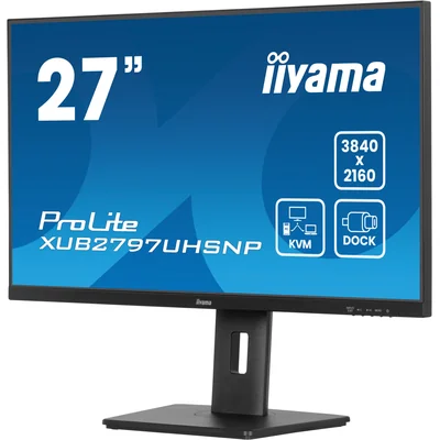 Moniteur iiyama ProLite XUB2797UHSNP-B1 27" IPS LED 4K / USB-C HDMI DP / KVM, station d'accueil USB-C, LAN