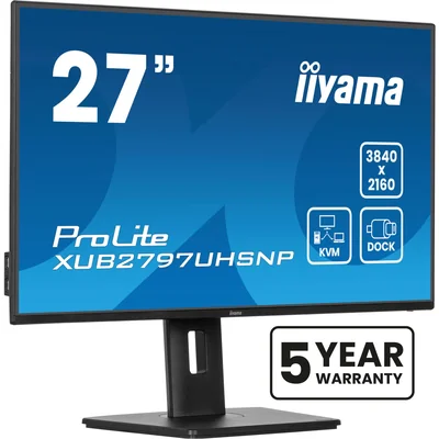 Moniteur iiyama ProLite XUB2797UHSNP-B1 27" IPS LED 4K / USB-C HDMI DP / KVM, station d'accueil USB-C, LAN