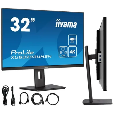 Moniteur iiyama ProLite XUB3293UHSN-B5 32" IPS LED 4K / HDMI, DP, USB-C/KVM, station d'accueil USB-C, LAN