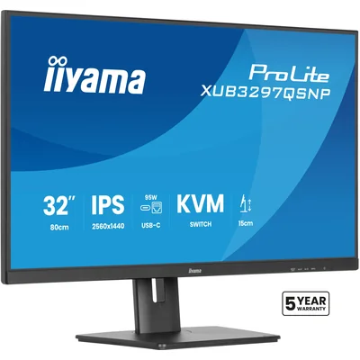 Moniteur iiyama ProLite XUB3297QSNP-B1 32" IPS LED WQHD 1 ms 100 Hz / HDMI DP / Station d'accueil USB-C intégrée, FlickerFree