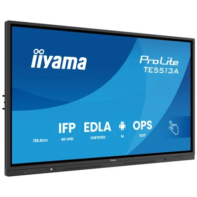 Moniteur interactif iiyama 55" TE5513A-B1AG 4K UHD Google EDLA iiShare, DMS, WiFi, USB-C, HDMI, DP