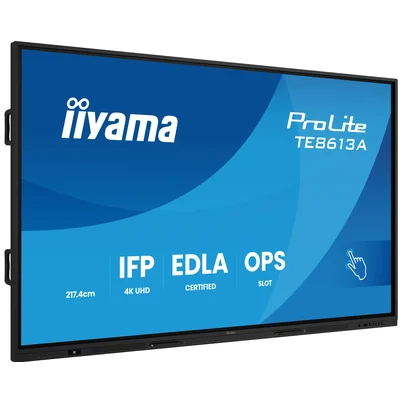 Moniteur interactif iiyama 86" TE8613A-B1AG 4K UHD Google EDLA iiShare, DMS, WiFi, USB-C, HDMI, DP