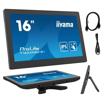 Moniteur interactif iiyama ProLite T1624MSC-B1 16" IPS, Full HD, HDMI, carte SD, LAN, PoE, 24h/24 et 7j/7