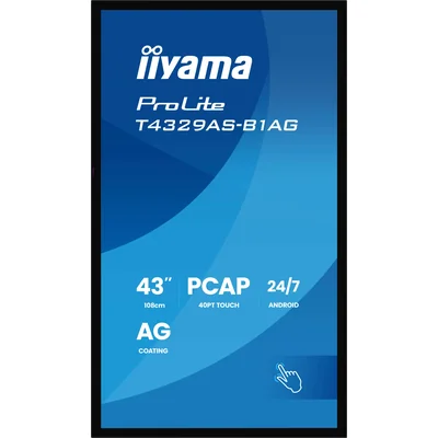 Moniteur interactif iiyama ProLite T4329AS-B1AG 43" 4K VA LED, USB-C, WiFi, LAN, eShare, iiShare