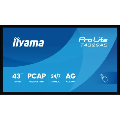 Moniteur interactif iiyama ProLite T4329AS-B1AG 43" 4K VA LED, USB-C, WiFi, LAN, eShare, iiShare