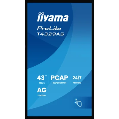 Moniteur interactif iiyama ProLite T4329AS-B1AG 43" 4K VA LED, USB-C, WiFi, LAN, eShare, iiShare