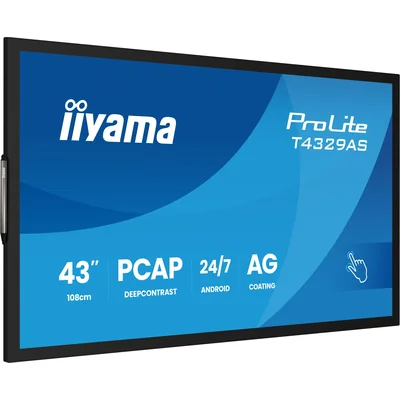 Moniteur interactif iiyama ProLite T4329AS-B1AG 43" 4K VA LED, USB-C, WiFi, LAN, eShare, iiShare