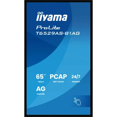Moniteur interactif iiyama ProLite T6529AS-B1AG 65" 4K VA LED, USB-C, WiFi, LAN, eShare, iiShare